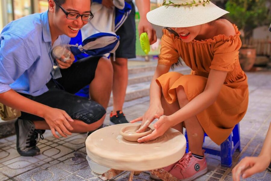 Bat Trang Pottery ancient village by Motorbike - Riding from Hanoi to Bat Trang by motorbike