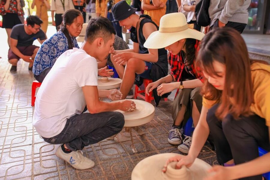 Bat Trang Pottery ancient village by Motorbike - Lunch near Bat Trang Market