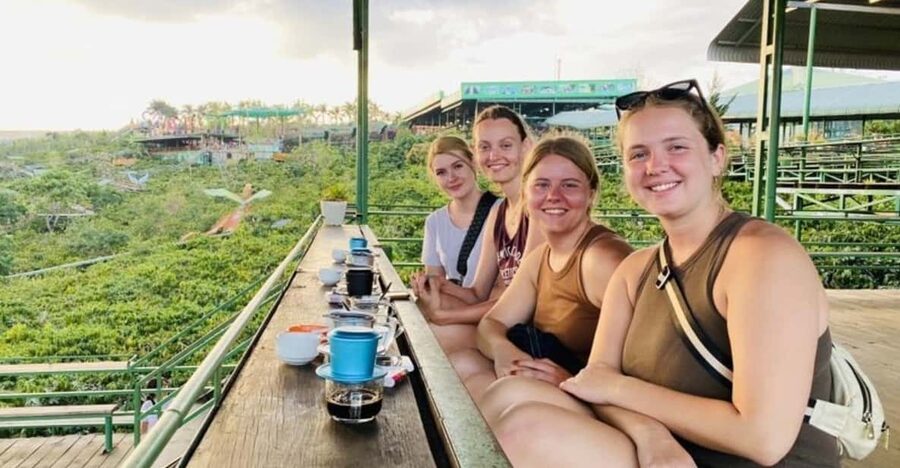 Dalat Group Easy Rider - Elephant Fall-Pagoda-Weasel Coffee… - The cricket farm and a brave snack