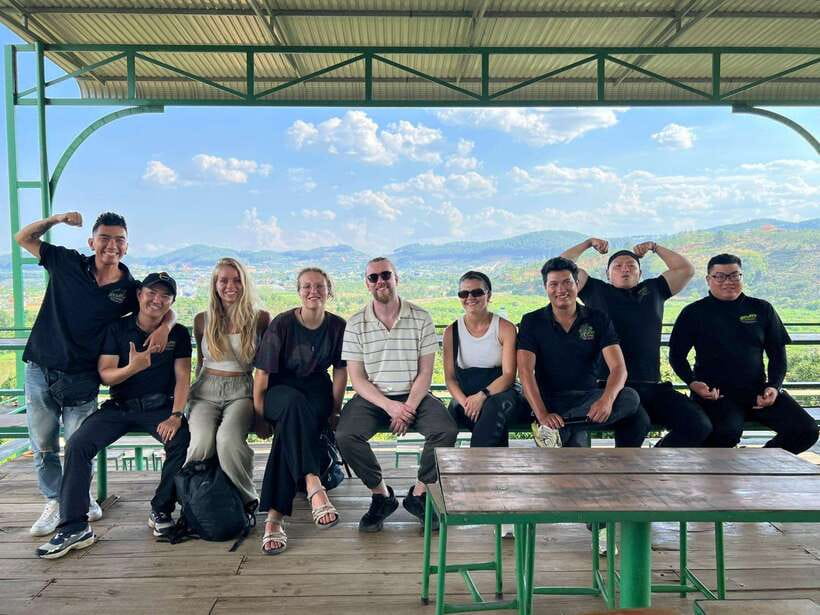 Dalat: MOTORBIKE TOUR TO PONGOUR FALLS- SILK- COFFEE FARM - Elephant Waterfall, caves, and a temple above the roar